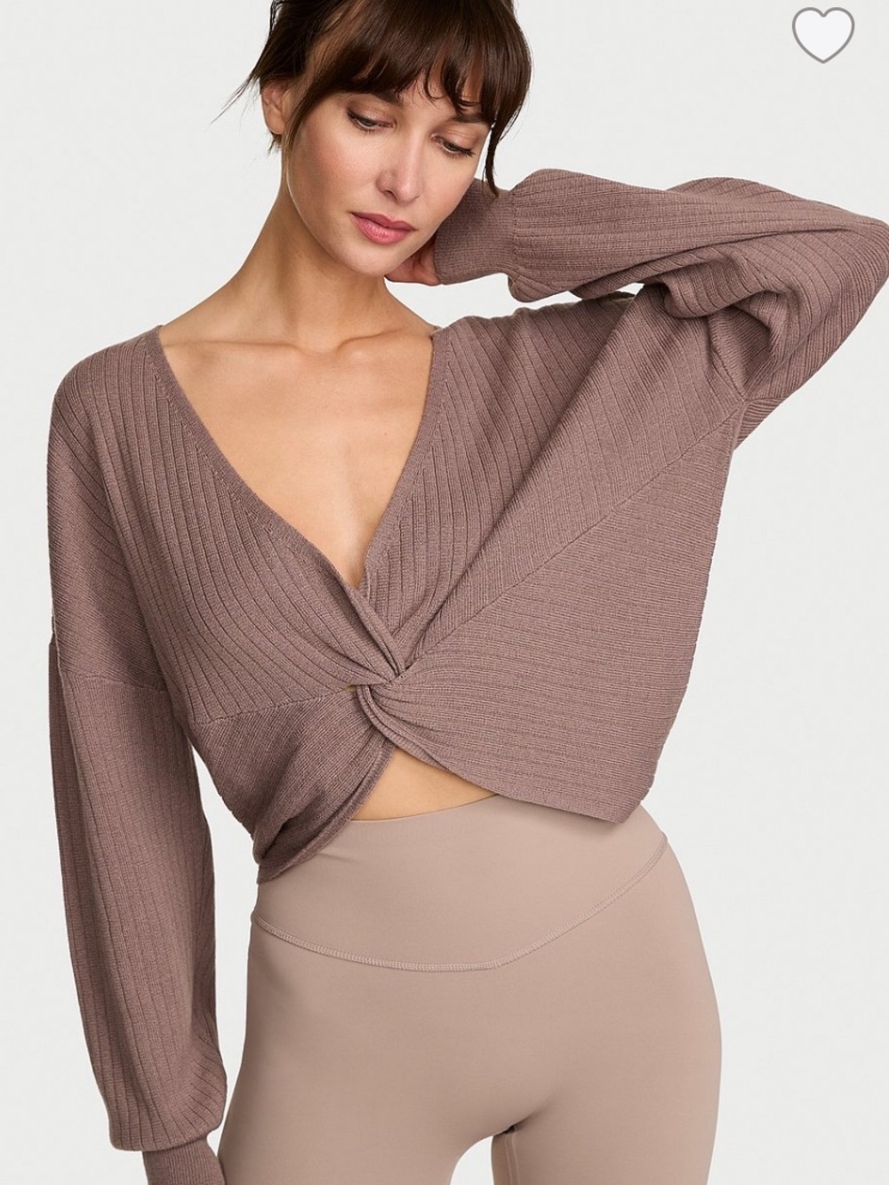 Victoria's Secret VSX Rib Knit  Twist Sweater In Cloudy Grey Size Small